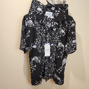 Malibu Black and White Men's Shirt And Short Beachy Set Size S